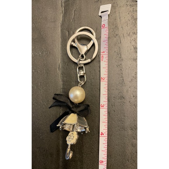 Umbrella Camellia Bag Charm/ Keychain - Silver Hardware - Picture 5 of 5